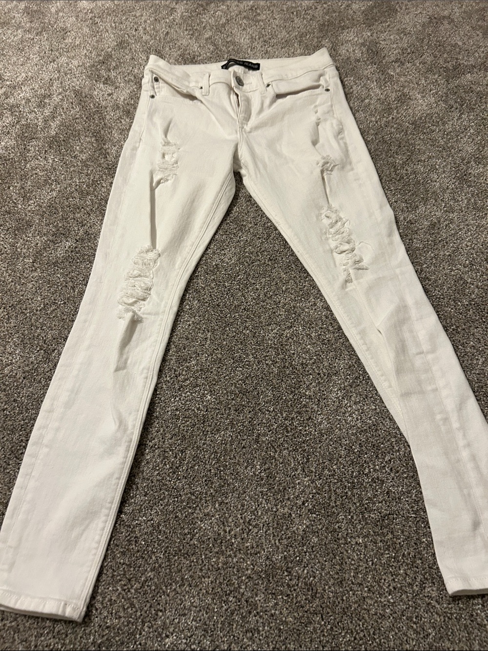 Express White Ripped Skinny Jeans
